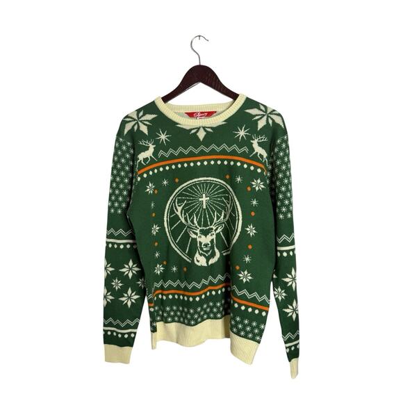 Shinesty Jagermeister Knit Ugly Xmas Sweater medium Green Stag Logo Party - Picture 1 of 4